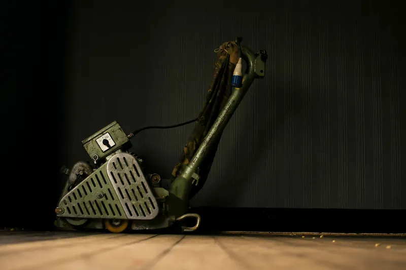 Floor grinding and polishing machine on a concrete floor