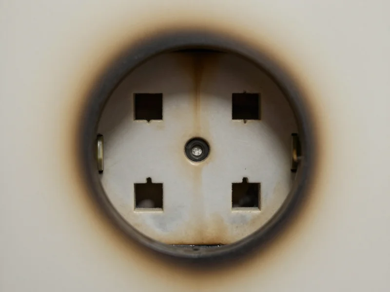 Wall socket with its cover removed showing the wiring terminals